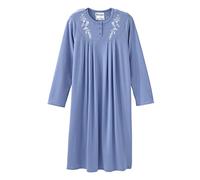 Silverts Open-Back Hospital Gowns for Women - Comfortable, Dignified, Easy Dressing for Seniors & Patients - Embroidered, Ciel Blue, M