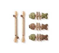 Silvervine Cat Chew Sticks for Cats, 3 Fish Bone Chews & 2 Silvervine Sticks, Teeth Cleaning Chewing Toys for Indoor Kittens and Adult Cats, Interactive Teething Treats for Daily Play and Enrichment