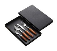 Silverware Flatware Cutlery Set, 4/16/24/32/40/48 Pieces 304 Stainless Steel Tableware Square Handle Knife, Fork and Spoon Set Hotel Restaurant Steak Knife,Black/Gold-4Set-16Pcs -Silver-10Set