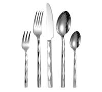 Silverware Flatware Cutlery Set, 5/20/30/40/50/60 Pieces 304 Stainless Steel Tableware Square Handle Hotel Restaurant Steak Knife and Fork Spoon Dining Kitchen,Gold-40 Pieces for 8