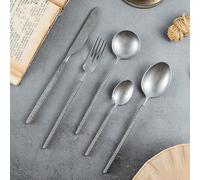 Silverware Flatware Cutlery Set, 5/20/30/40/50/60 Pieces Retro Matte 304 Stainless Steel Steak Knife, Fork and Spoon Mirror Tableware Set,Silver-5 Pieces for 1 -Silver-50 Pieces for 10