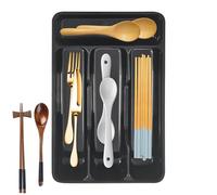 Silverware Organizer for Drawer - Utensil Drawer Organizer - 4 Compartment Storage Box for Forks Spoons Cooking College Dorm Apartment House Cabinet Countertop Camping