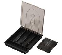 Silverware Organizer with Lid, Covered Utensil Tray for Kitchen Drawer and Countertop, Plastic Cutlery and Flatware Storage Box for Spoons Forks Knives, Black, Silverware Storage Box, Utensil Holder w
