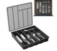 Silverware Organizer With Lid, Flatware Utensil Storage Case, Drawer Divider Utensil Tray, Cutlery Drawer Organiser, Expandable Cutlery Tray, Covered Utensil Tray For Kitchen Drawer And Countertop