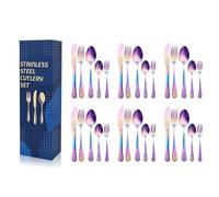 Silverware Set for 6, 30-Piece Stainless Steel Flatware Cutlery Set Service,Dishwasher Safe Cutlery Set, Elegant Dining Utensils,Include Knife Fork Spoon Set, Dishwasher Safe(Iridescent)