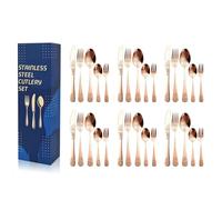 Silverware Set for 6, 30-Piece Stainless Steel Flatware Cutlery Set Service,Dishwasher Safe Cutlery Set, Elegant Dining Utensils,Include Knife Fork Spoon Set, Dishwasher Safe(Rose Gold)