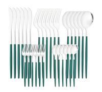 Silverware Set Stainless Steel Flatware Tableware Cutlery Utensil Set for Kitchen 30PCS Dark GreenTableware