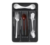 Silverware Tray - Polypropylenee 4 Compartment Storage Box, Utensil Drawer Organizer | Compact Slim Cutlery Divider for Spoons Forks Knives in Cabinet Cooking Kitchen Camping College House Dorm