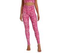 Silverwind High Waisted Women Yoga Pants 4 Way Strecthy Magenta Pattern Printed Barefoot Length Athletic Sports Leggings