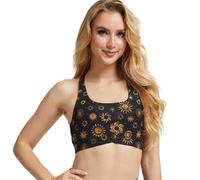 Silverwind Women's Strappy Sports Bra Removable Padded Bra Comfort Yoga Bra Tops Activewear for Workout Running Fitness-Sun & Moon
