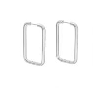 Silvery Big Rectangle Hoop Earrings for Women Stainless Steel for Sensitive Ears Large Geometric Huggie Hoops Dangle Drop Fashion Minimalist Jewelry 40mm, Metal, No Gemstone