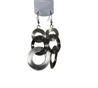 Silvery Multi Circles Earrings Disco Earrings Hoop Round 3 Circles Multi-layer Drop Big Alloy Geometric Party Wear Earring Handmade Statement Long Lightweight