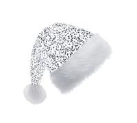 Silvery Santa Hat Sparkly Christmas Hats for Adults,Kids,Father Christmas Hat Santa Costume,Sequin Xmas Hat Plush Luxury Santa Claus Hat,Christmas Party Hat Cap for Men Women Xmas Holiday New Year