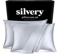 Silvery Silver Infused 2 Pcs Pillowcases - Made from Soft & Cooling 120 GSM Microfiber - Breathable Pillow Cases with Thermoregulating Silvery Technology, Size Queen