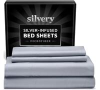 Silvery Silver Infused Bed Sheets Set - Extra Soft Breathable Fabric with Self-Cleaning Technology™ for Hygienic Sleep - 5-Star Luxury Hotel Comfort, Size Queen