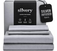Silvery Silver Infused Bed Sheets Set - Ultra-Soft Temperature-Regulating Fabric with Self-Cleaning Technology™ that Stays Fresh 3X Longer for Hygienic Sleep