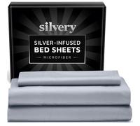 Silvery Silver Infused Bed Sheets Set - Ultra-Soft Temperature-Regulating Fabric with Self-Cleaning Technology™ That Stays Fresh 3X Longer for Hygienic Sleep (Gray, Twin)