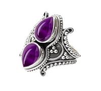 SILVESTO INDIA 925 Sterling Silver Double Gemstone Handmade Ring For Unisex (AMETHYST, 12)