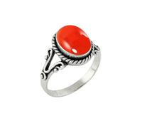 SILVESTO INDIA 925 Sterling Silver Multicolor Natural Gemstone Handmade Statement Ring For Women & Girls (Carnelian, 12)