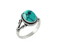 SILVESTO INDIA 925 Sterling Silver Multicolor Natural Gemstone Handmade Statement Ring For Women & Girls (Turquoise, 8)