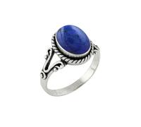 SILVESTO INDIA 925 Sterling Silver Multicolor Natural Gemstone Handmade Statement Ring For Women & Girls (Lapis Lazuli, 9)