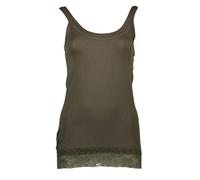 Silvian Heach Womens Lace Trim Tank Top Sleeveless Scoop Neck - Dark Green Cotton - Size Small