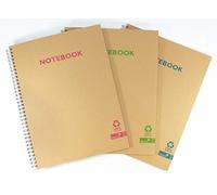 Silvine 120 Page A4+ Kraft Covered Recycled Notebooks in 3 Assorted Colours, Lined with Margin [Pack of 6]