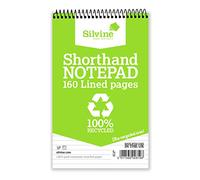 Silvine 160 Page 8x5" Shorthand Recycled Notebook, Ruled 8mm Feint [Pack of 12]