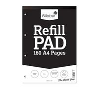 Silvine 160 Page A4 Refill Pad, Head Bound and Punched 4 Holes. Plain White Pages. Ref A4RPP