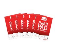 Silvine 160 Page A4 Refill Pad, Head Bound and Punched 4 Holes. Ruled 8mm Feint with Margin. Ref A4RPFM [Pack of 6],White