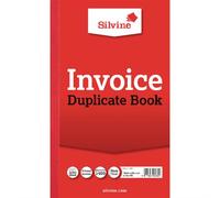 Silvine 210x127mm Duplicate Invoice Book Carbon Ruled 1-100 Taped Cloth Binding 100 Sets (Pack 6) - 611