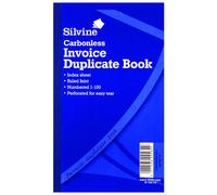 Silvine 210x127mm Duplicate Invoice Book Carbonless Ruled 1-100 Taped Cloth Binding 100 Sets (Pack 6) - 711