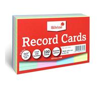 Concord Record Cards Silvine 5x3" Lined with Headline 127x76mm Multi-coloured 100 cards