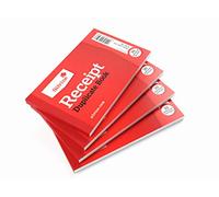 Silvine 63 x 106mm Duplicate Cash Receipt Book - Gummed (30 Receipts) Pack of 4, Red