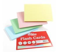 Silvine 6x4 Assorted Colour Flash Cards - Lined (100 Record Cards) 4 Colours for Study, Presentations and Notes