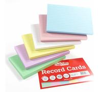 Silvine 6x4 Assorted Colour Flash Cards - Lined (300 Record Cards) 6 Colours for Study, Presentations and Notes