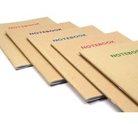 Silvine 80 Page A4 Kraft Covered Recycled Notebooks in 5 Assorted Colours, Ruled 8mm Feint [Pack of 10], White paper