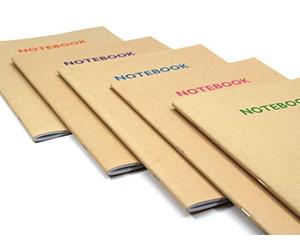 Silvine 80 Page A5 Kraft Covered Recycled Notebooks in 5 Assorted Colours, Ruled 8mm Feint [Pack of 10]