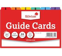 Silvine 8x5" Guide Cards in plain white, Tabbed A-Z. Ref 885 (203 x 127mm)