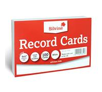 Silvine 8x5 White Flash Cards - Lined with Headline (100 Record Cards) for Study, Presentations and Notes