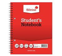 Silvine 8x6 Twin Wire Student's Notebook. 120 Pages Ruled 6mm Feint [Pack of 12]