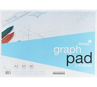 Silvine A3 Graph Pad. 50 Sheets of Quality 90gsm Paper, Printed 1-5-10mm Graph. Ref A3GP,Blue