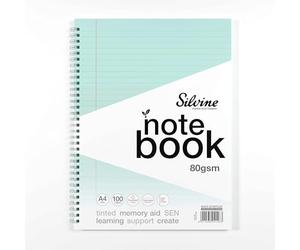 Silvine A4 Blue Paper Dyslexia Notebook - Lined with Margin (100 Pages)