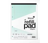 Silvine A4 Blue Paper Dyslexia Refill Pad - Lined with Margin (100 Pages)