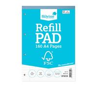 Silvine A4 Everyday FSC Refill Pad. Lined with Margin, 160 Pages of FSC Certified Paper. Ref FSCRP80, Blue, A4 Refill Pad