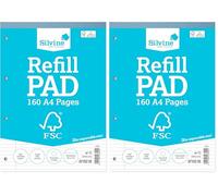 Silvine A4 Everyday FSC Refill Pad. Lined with Margin, 160 Pages of FSC Certified Paper. Ref FSCRP80, Blue, A4 Refill Pad (Pack of 2)