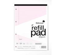 Silvine A4 Pink Paper Dyslexia Refill Pad - Lined with Margin (100 Pages)