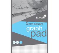 Silvine A4 Professional Graph Pad. 50 Sheets of Quality 90gsm Paper, Printed 5mm Squa