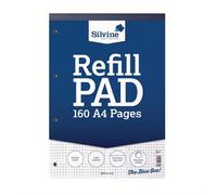 Silvine A4 Refill Pad 5mm Quadrille Squares 160 Pages Blue/White (Pack 6) - A4RPX