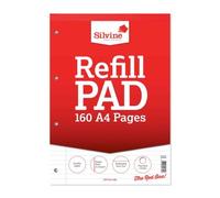 Silvine A4 Refill Pad - Lined With Margin (160 Pages) Single,White